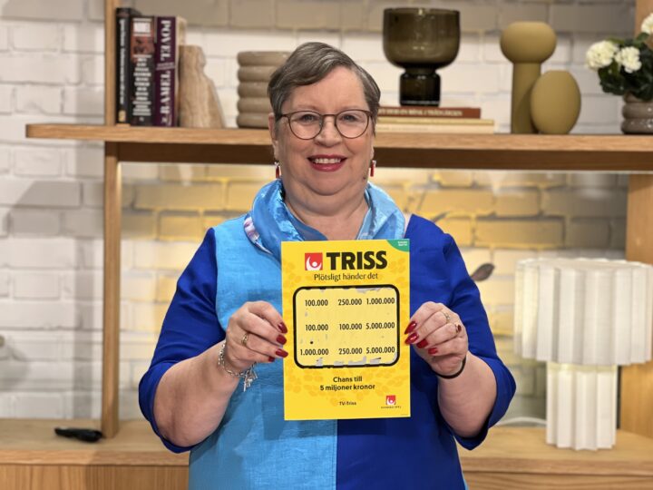 Ann-Catrine från Pålkem skrapade hem 100 000 kronor på TV-Triss i Nyhetsmorgon.