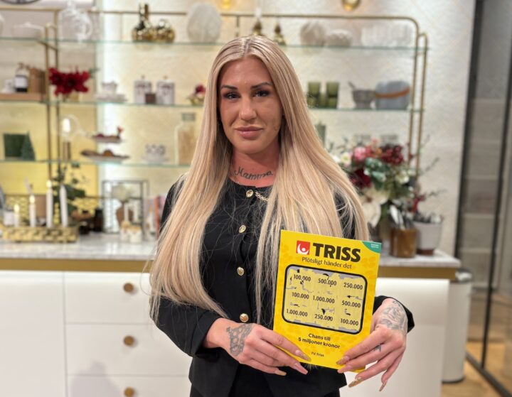 Sanna från Köpingsvik skrapade fram 100 000 kronor på Triss i tv