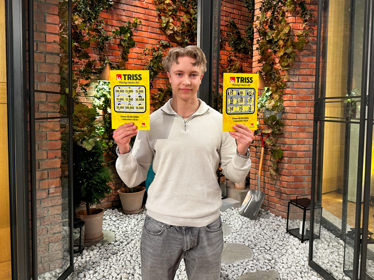 21-årige Hampus från Falun vann 1,8 miljoner kronor på Triss i TV4 Nyhetsmorgon efter en tursam födelsedag. Nu planerar han resor framöver.