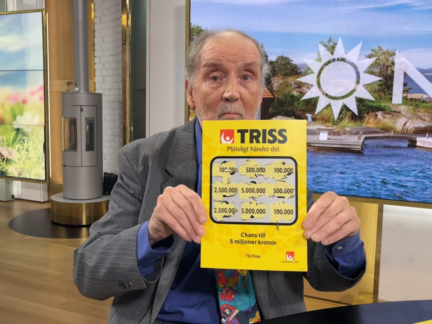 Under fredagens direktsändning vann den nyblivne 70-åringen 100 000 kronor.