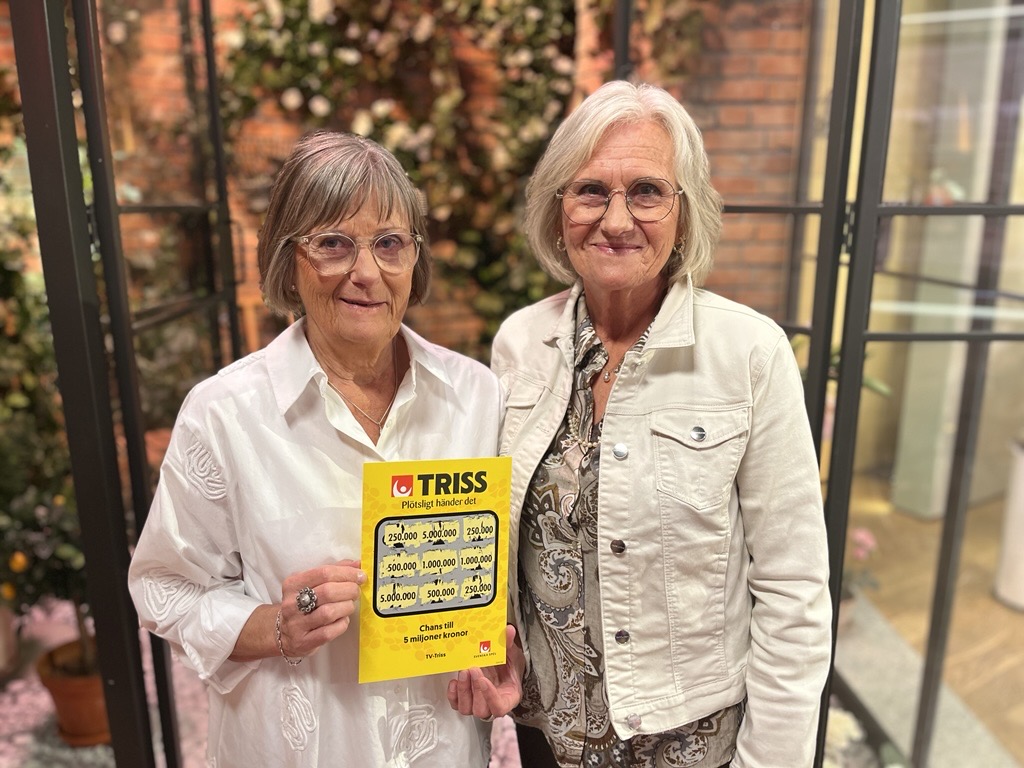 Mary från Tranås efter att ha skrapat fram 250 000 kronor på Triss i TV4 Nyhetsmorgon.