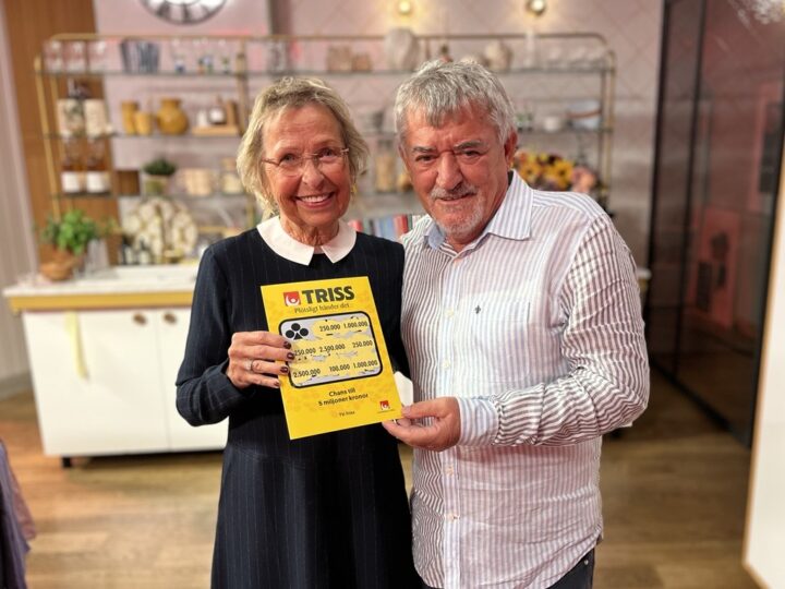 Gunilla och Musa från Göteborg efter Gunillas Triss-skrap i TV4 Nyhetsmorgon.