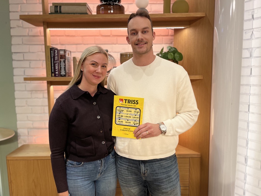 Martin från Uppsala efter sitt TV-Trisskrap i TV4 Nyhetsmorgon där han vann 100 000 kronor.
